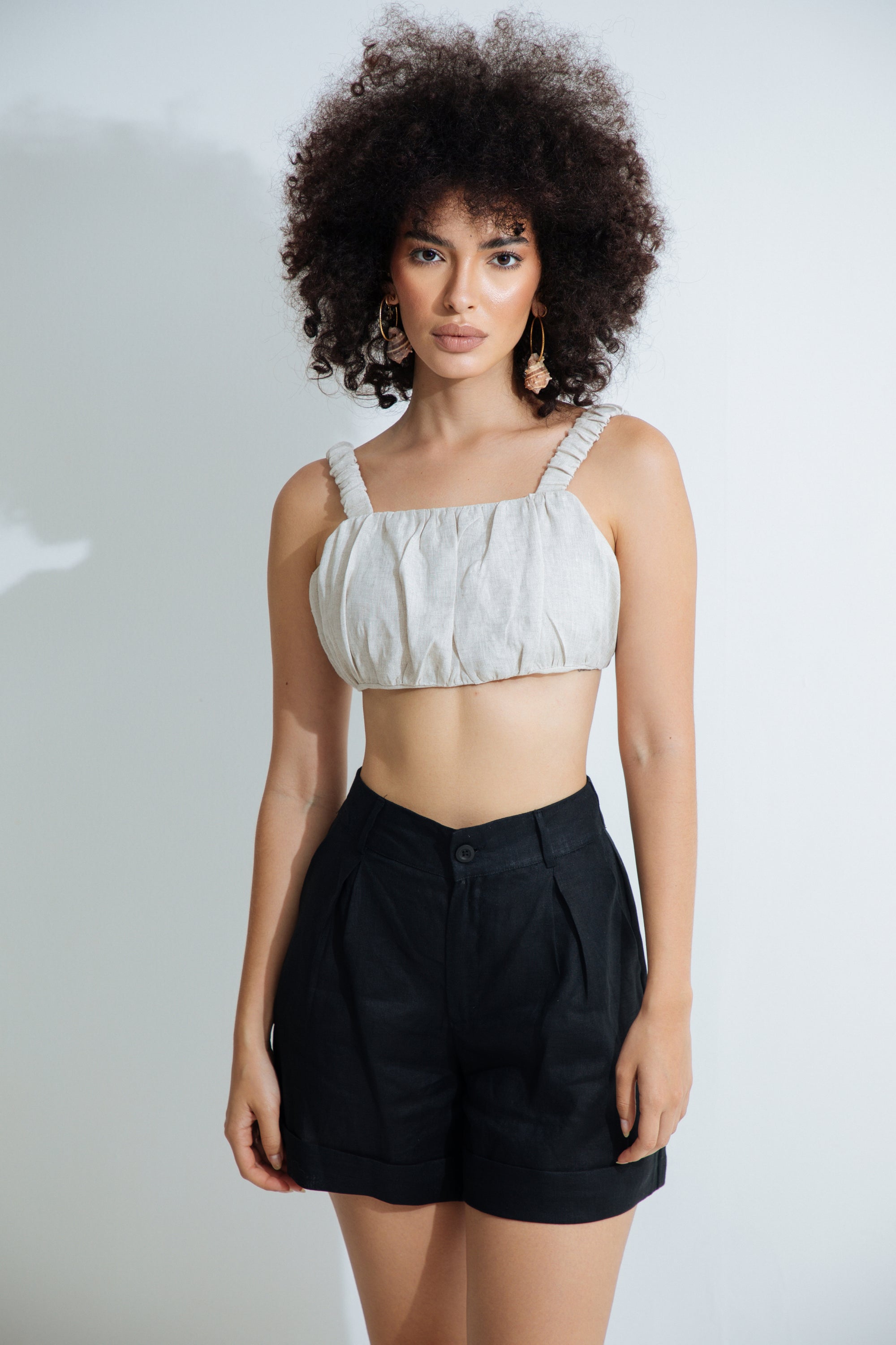 BASIC LINEN SHORTS 